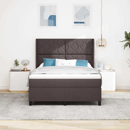 LED Box Spring Bed med hovedgærde Mørk Brun 140 x 190 cm Stof