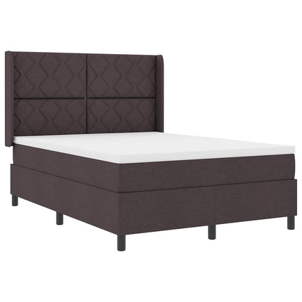 LED Box Spring Bed med hovedgærde Mørk Brun 140 x 190 cm Stof