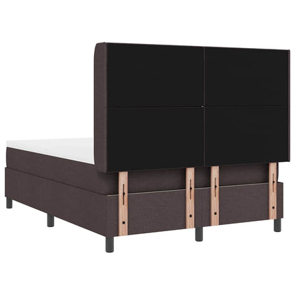 LED Box Spring Bed med hovedgærde Mørk Brun 140 x 190 cm Stof