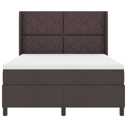 LED Box Spring Bed med hovedgærde Mørk Brun 140 x 190 cm Stof