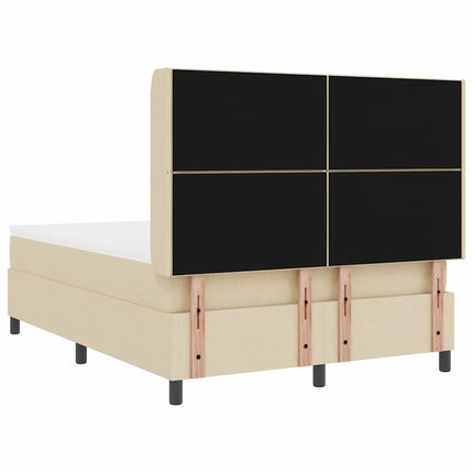 LED Box Spring Bed med hovedgærde Creme 140 x 200 cm Stof