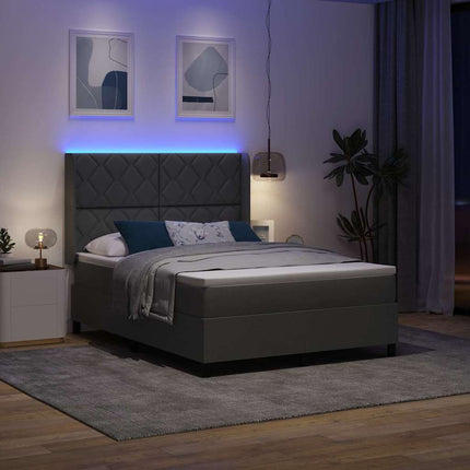 LED Box Spring Bed med hovedgærde Mørkegrå 160 x 200 cm Stof