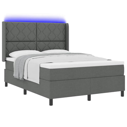 LED Box Spring Bed med hovedgærde Mørkegrå 160 x 200 cm Stof