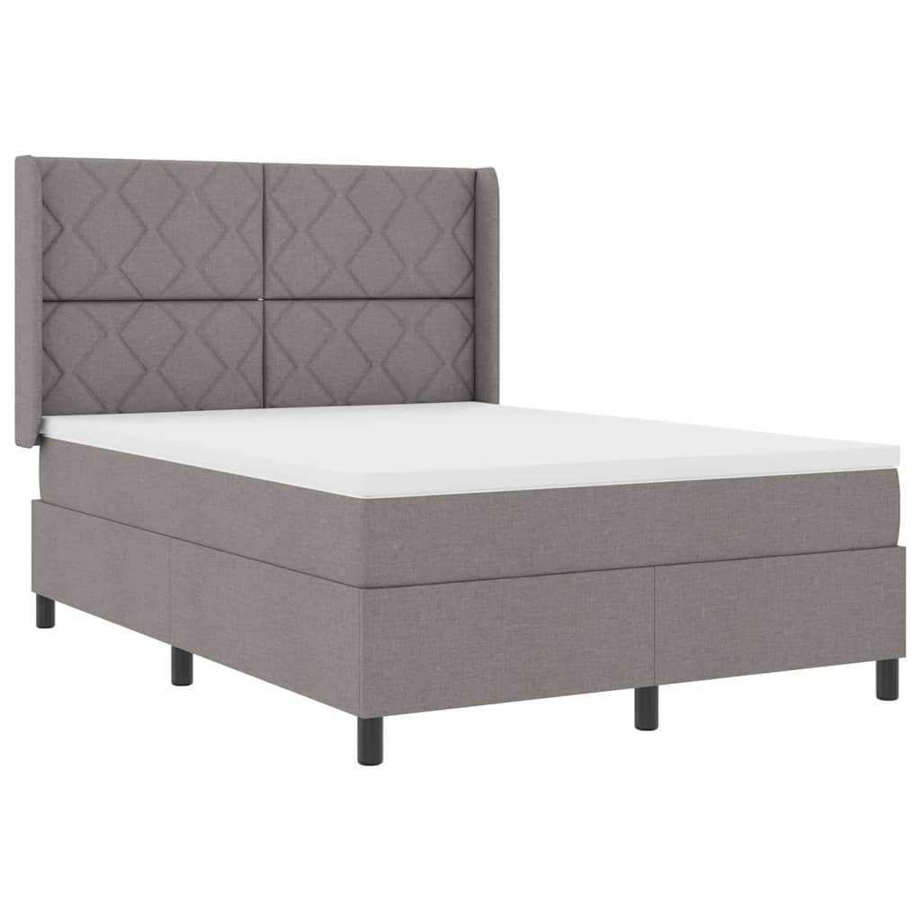 LED Box Spring Bed med madras Gråbrun 160 x 200 cm Stof