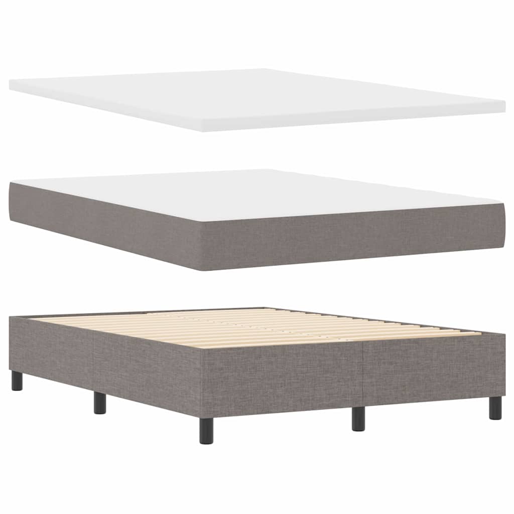 LED Box Spring Bed med madras Gråbrun 160 x 200 cm Stof