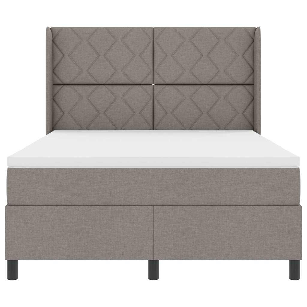 LED Box Spring Bed med madras Gråbrun 160 x 200 cm Stof