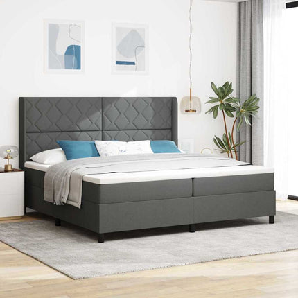 LED Box Spring Bed med hovedgærde Mørkegrå 200 x 200 cm Stof