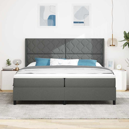 LED Box Spring Bed med hovedgærde Mørkegrå 200 x 200 cm Stof