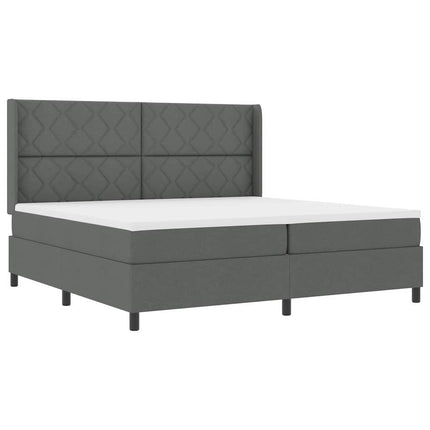 LED Box Spring Bed med hovedgærde Mørkegrå 200 x 200 cm Stof