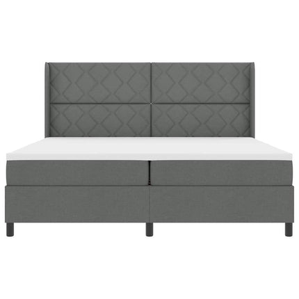 LED Box Spring Bed med hovedgærde Mørkegrå 200 x 200 cm Stof