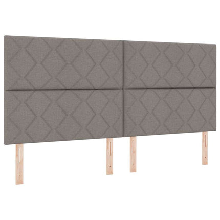 LED Box Spring Bed med hovedgærde Gråbrun 200 x 200 cm Stof