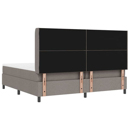 LED Box Spring Bed med hovedgærde Gråbrun 200 x 200 cm Stof