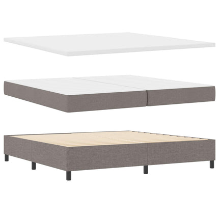 LED Box Spring Bed med hovedgærde Gråbrun 200 x 200 cm Stof