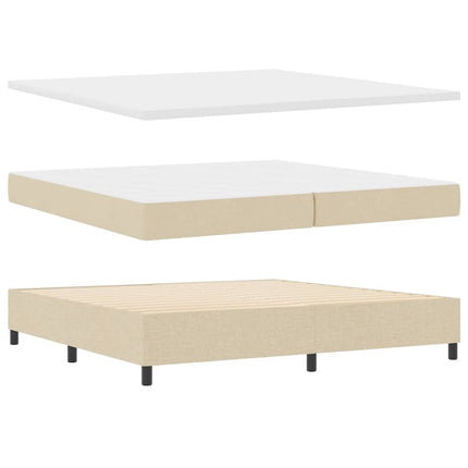 LED Box Spring Bed med hovedgærde Creme 200 x 200 cm Stof