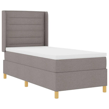 Box spring seng med LED-lysstrimler Gråbrun 80 x 200 cm Stof