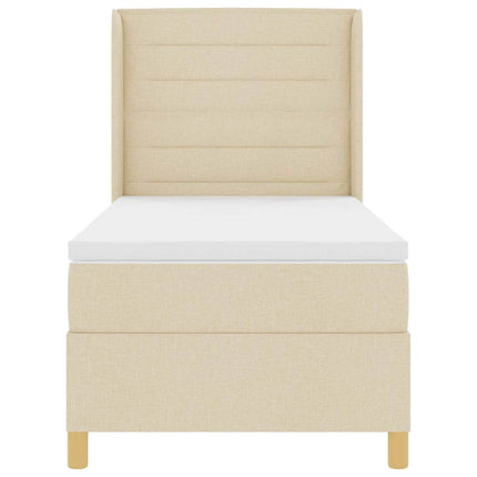 Box spring seng med LED-lysstrimler Creme 90 x 190 cm Stof