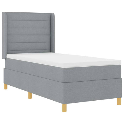 Box spring seng med LED-lysstrimler Lysegrå 90 x 200 cm Stof