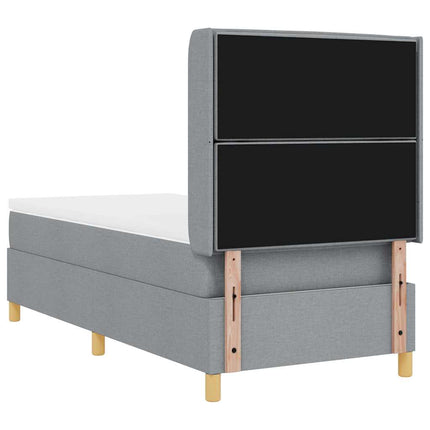 Box spring seng med LED-lysstrimler Lysegrå 90 x 200 cm Stof