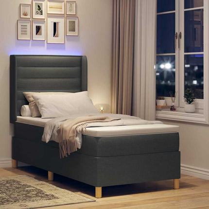 Box spring seng med pude med hovedgærde Grå 90 x 200 cm Stof