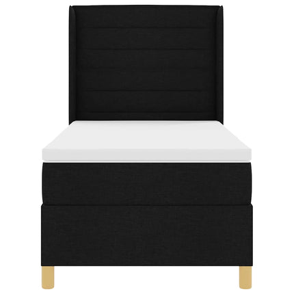 Box spring seng med LED-lysstrimler Sort 100 x 200 cm Stof