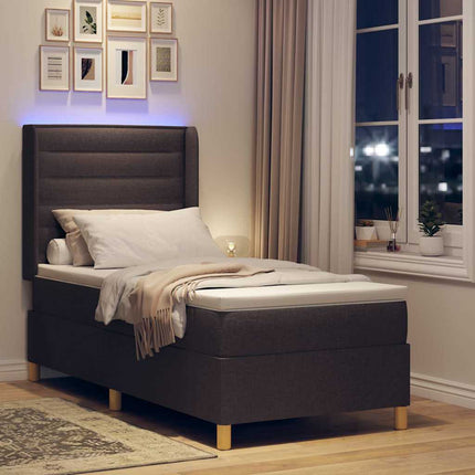 Box spring seng med LED-lysstrimler Brun 100 x 200 cm Stof