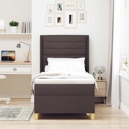 Box spring seng med LED-lysstrimler Brun 100 x 200 cm Stof