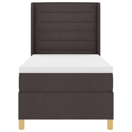 Box spring seng med LED-lysstrimler Brun 100 x 200 cm Stof
