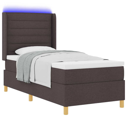 Box spring seng med LED-lysstrimler Brun 100 x 200 cm Stof