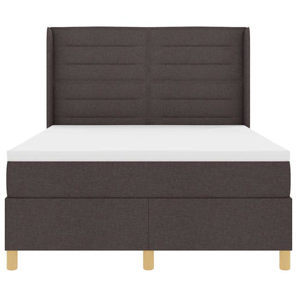 Box spring seng med LED-lysstrimler Brun 140 x 190 cm Stof