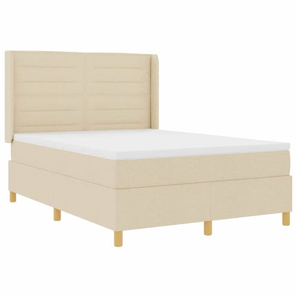 Box spring seng med LED-lysstrimler Creme 140 x 200 cm Stof
