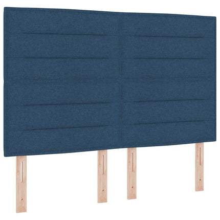 Box spring seng med LED-lysstrimler Blå 140 x 200 cm Stof