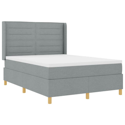 Box spring seng med LED-lysstrimler Lysegrå 160 x 200 cm Stof