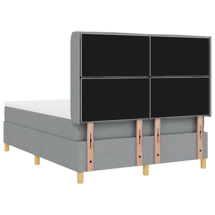 Box spring seng med LED-lysstrimler Lysegrå 160 x 200 cm Stof