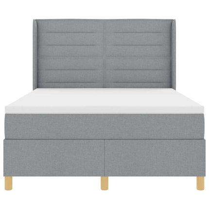 Box spring seng med LED-lysstrimler Lysegrå 160 x 200 cm Stof