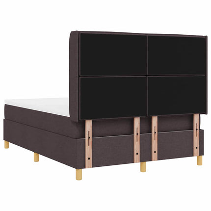 Box spring seng med LED-lysstrimler Brun 160 x 200 cm Stof