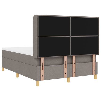 Box spring seng med LED-lysstrimler Gråbrun 160 x 200 cm Stof