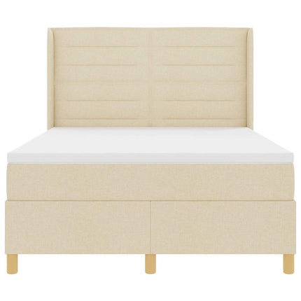 Box spring seng med LED-lysstrimler Creme 160 x 200 cm Stof