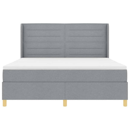 Box spring seng med LED-lysstrimler Lysegrå 180 x 200 cm Stof