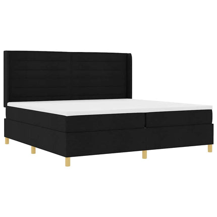 Box spring seng med madras med LED Sort 200 x 200 cm Stof