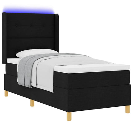 Box spring seng med LED-lysstrimler Sort 80 x 200 cm Stof