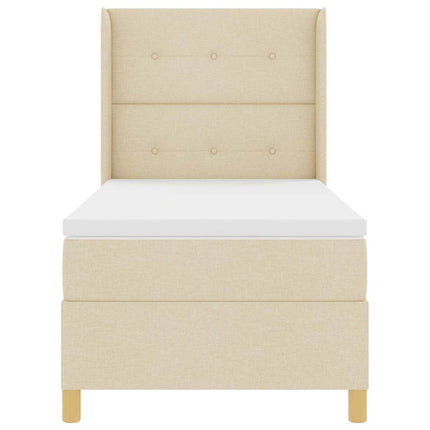 Box spring seng med LED-lysstrimler Creme 90 x 200 cm Stof