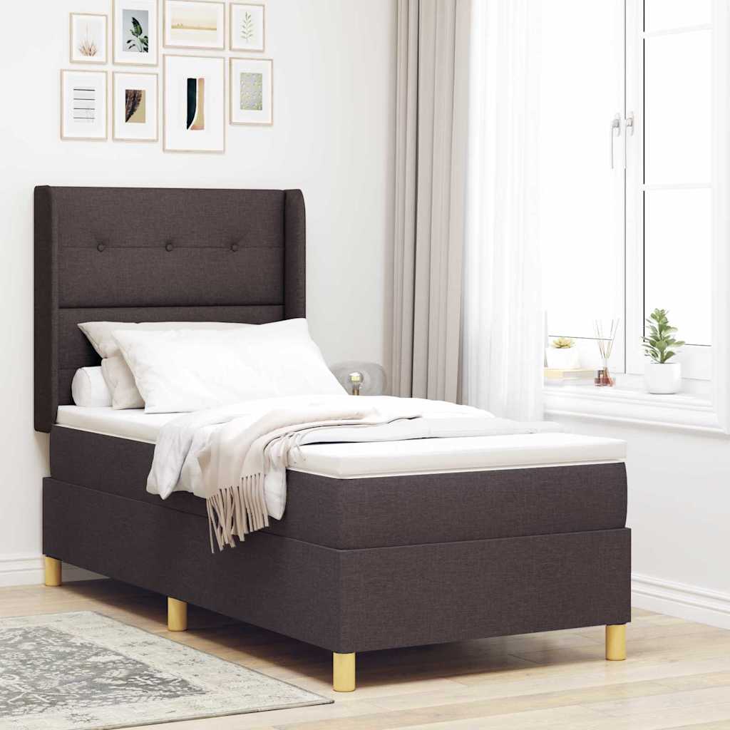 Box spring seng med LED-lysstrimler Brun 100 x 200 cm Stof
