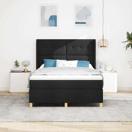 Box spring seng med LED-lysstrimler Sort 140 x 200 cm Stof