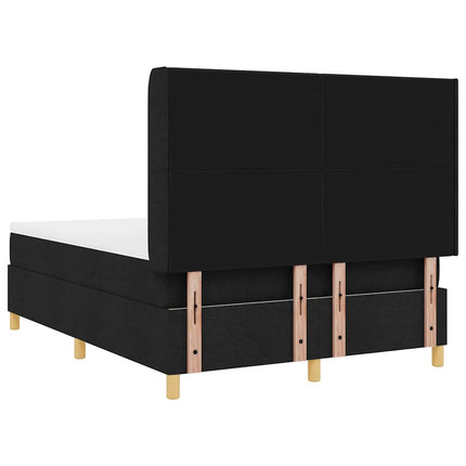 Box spring seng med LED-lysstrimler Sort 140 x 200 cm Stof