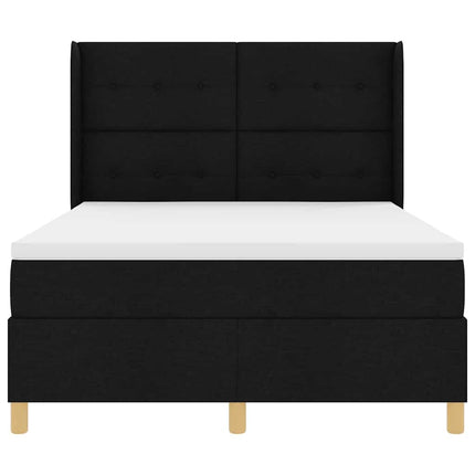 Box spring seng med LED-lysstrimler Sort 140 x 200 cm Stof