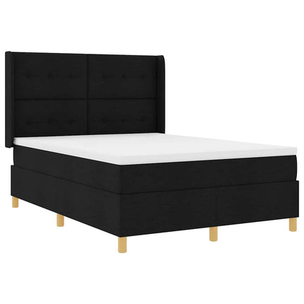 Box spring seng med LED-lysstrimler Sort 160 x 200 cm Stof