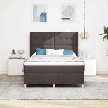 Box spring seng med LED-lysstrimler Brun 160 x 200 cm Stof
