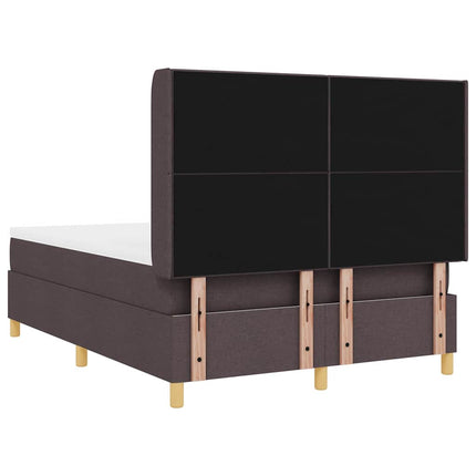 Box spring seng med LED-lysstrimler Brun 160 x 200 cm Stof