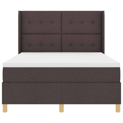 Box spring seng med LED-lysstrimler Brun 160 x 200 cm Stof