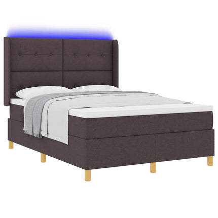 Box spring seng med LED-lysstrimler Brun 160 x 200 cm Stof